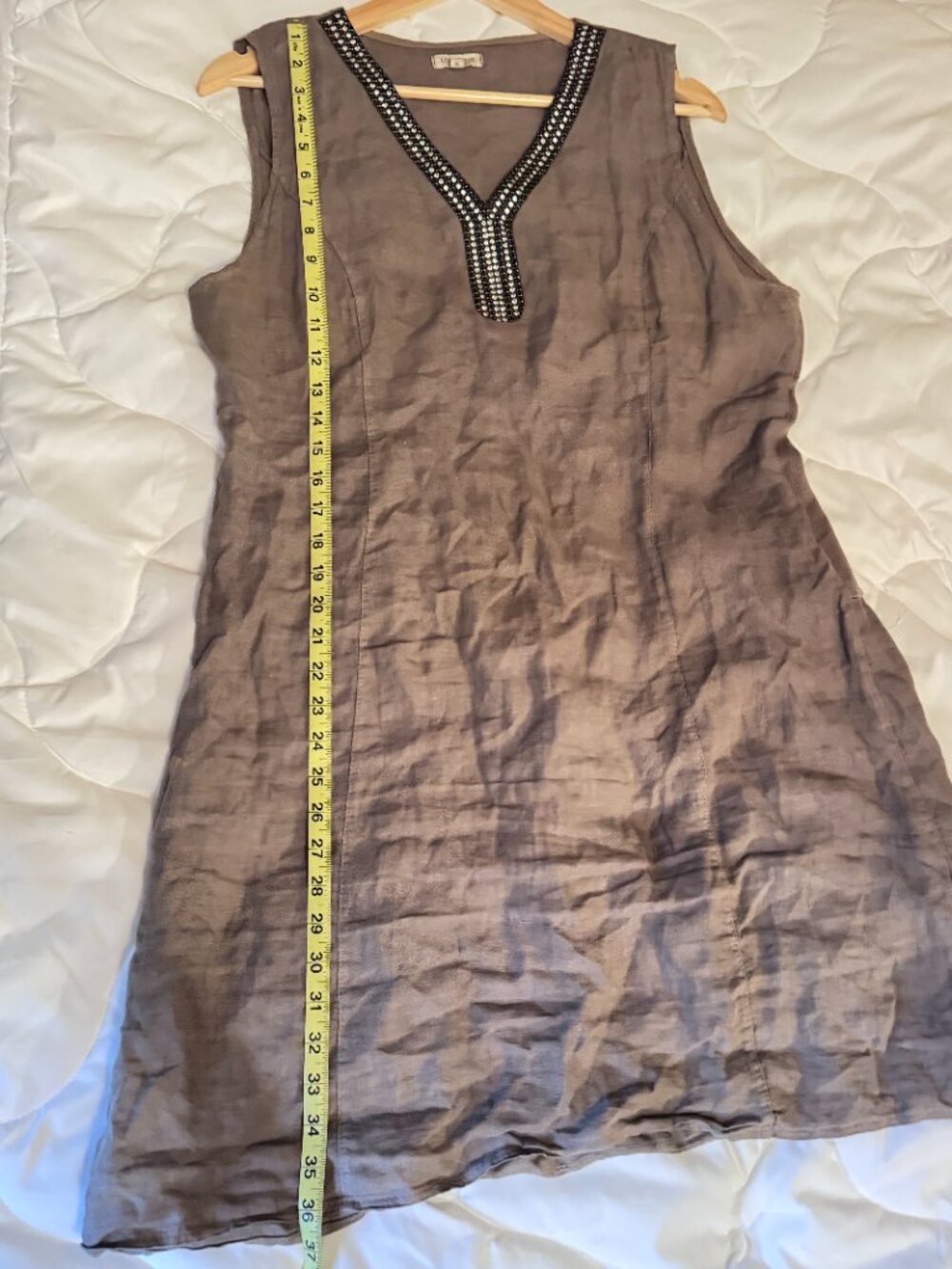 Lina Tomei Beaded Linen Summer Dress - Picture 8 of 9